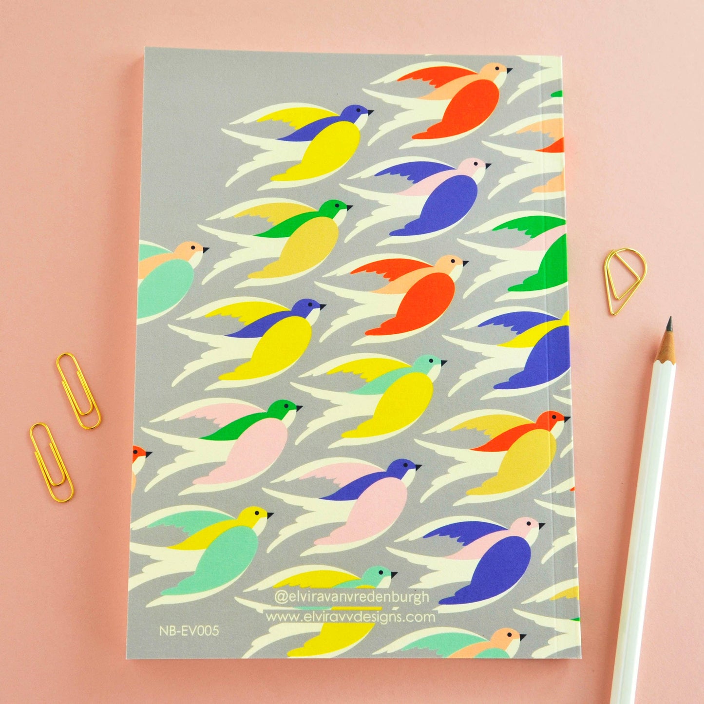 Elvira Van Vredenburgh Designs - Birds Inflight Perfect Bound Notebook Gift