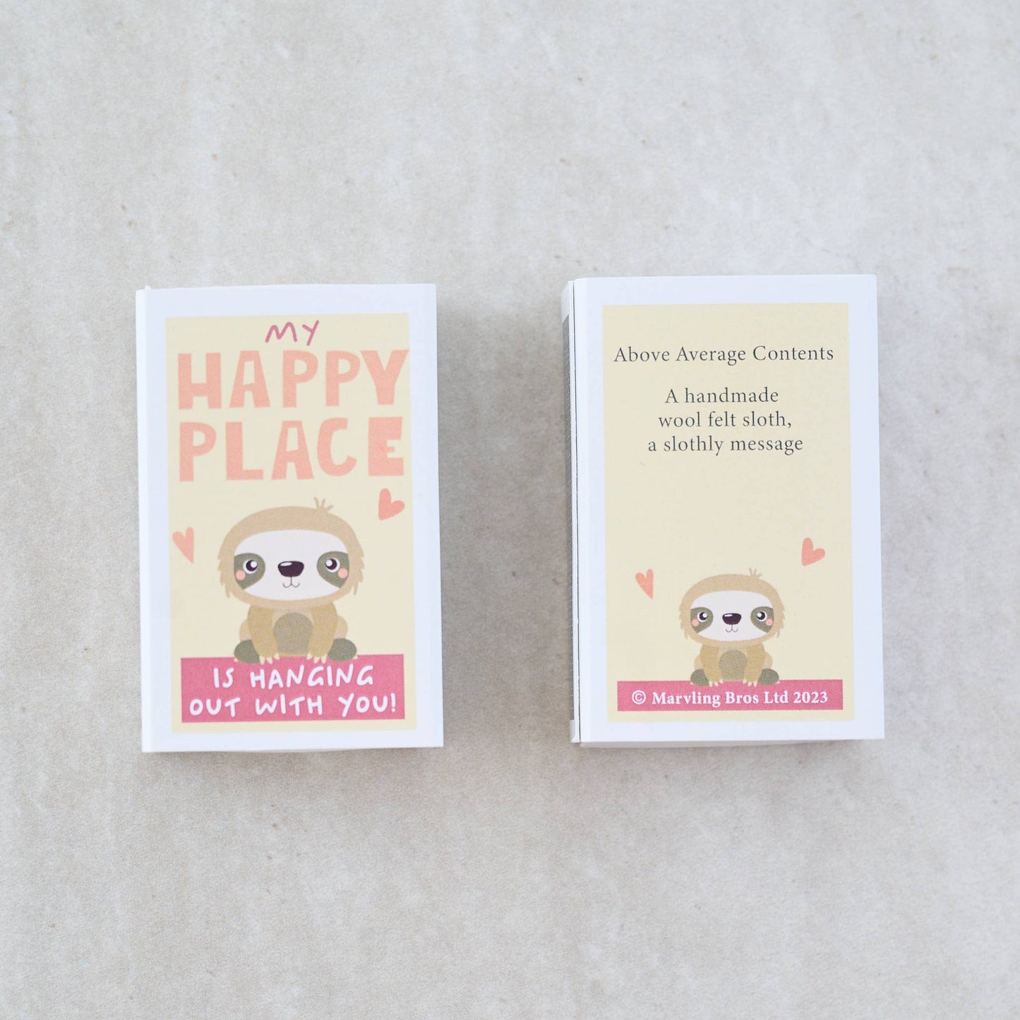 Marvling Bros Ltd - My Happy Place Wool Felt Sloth In A Matchbox