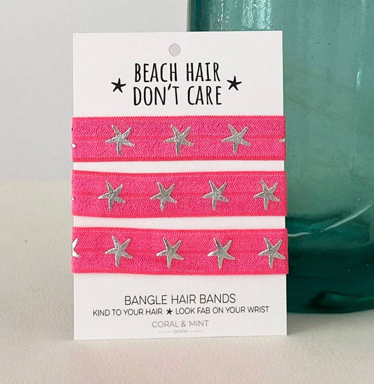 Coral and Mint - 'Beach Hair Don't Care' Pink Bangle Bands.