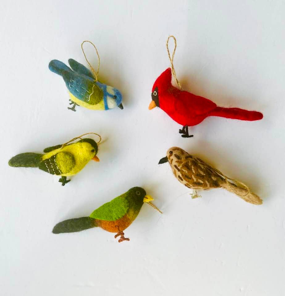 The Winding Road - Felt Bird Ornaments, Assorted