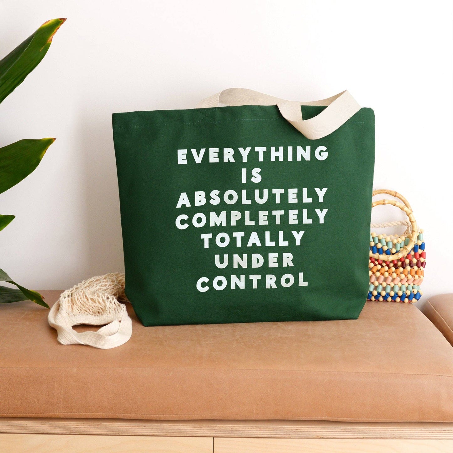Alphabet Bags - Everything is Under Control - Canvas Tote Bag: Forest Green