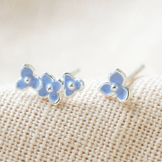 Lisa Angel - Forget me not flower earrings in Blue and Silver