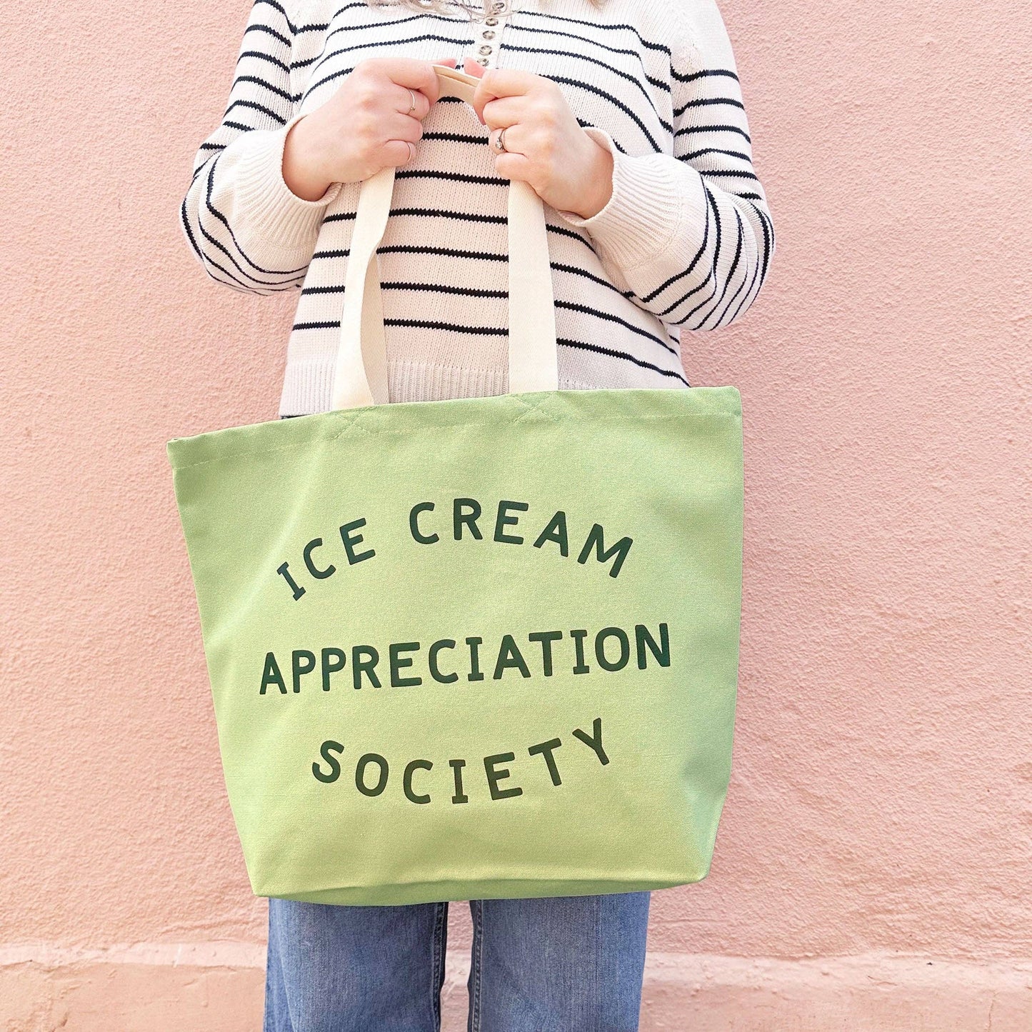 Alphabet Bags - Ice Cream Appreciation Society - Pistachio Canvas Tote Bag
