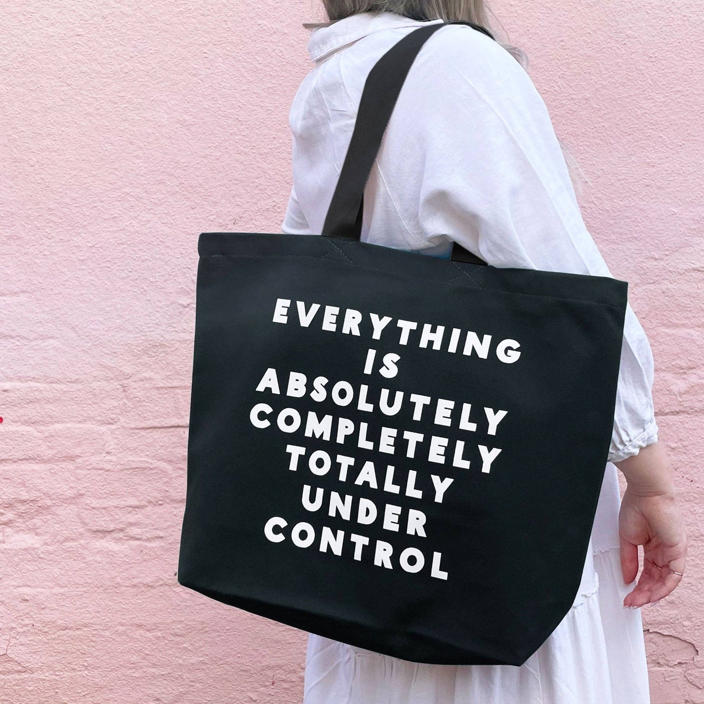 Alphabet Bags - Everything is Under Control - Canvas Tote Bag: Forest Green