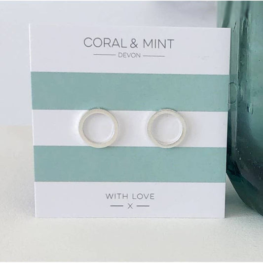 Coral and Mint - Silver Eternity Earrings
