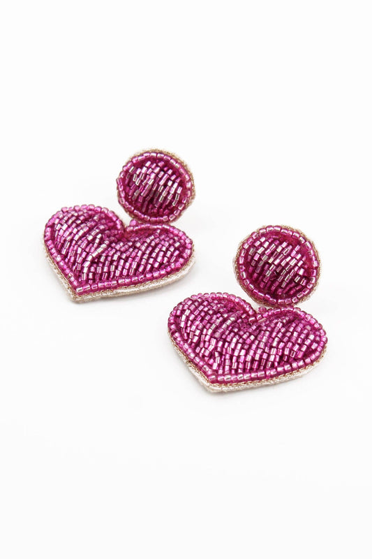 My Doris - PINK HEART DROP EARRINGS