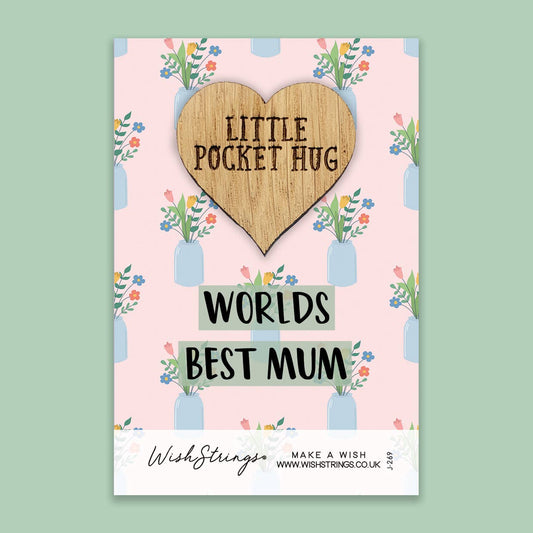 WishStrings - Worlds Best Mum - Pocket Hug - Keepsake Pocket Token