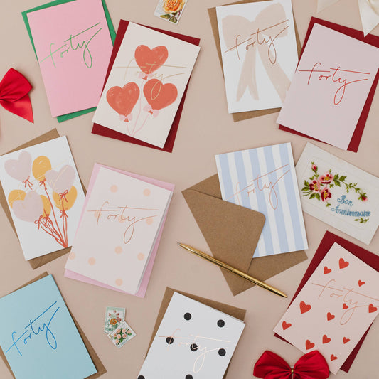 Oh Squirrel - Age Forty - Foil Age 40 Card - Choose from 10 designs: Bow, Naked