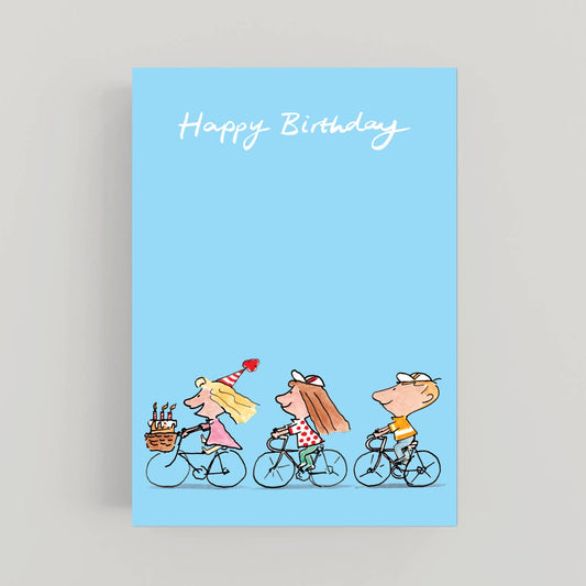 Cardinky - 'Happy Birthday Kids on Bikes'-Birthday - Greeting card: Biodegradable Paper belly bands.