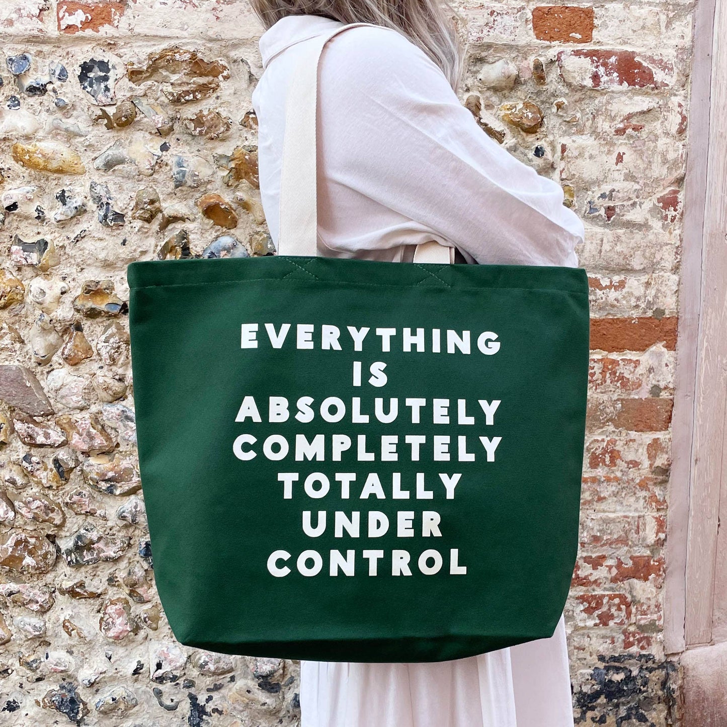 Alphabet Bags - Everything is Under Control - Canvas Tote Bag: Forest Green
