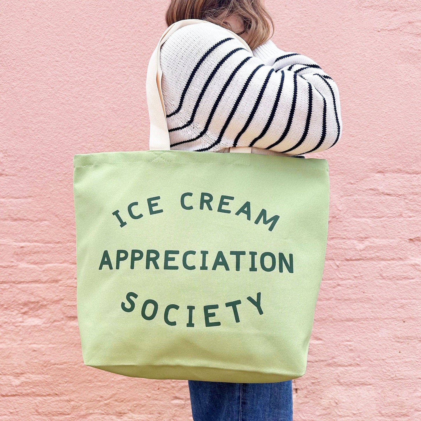 Alphabet Bags - Ice Cream Appreciation Society - Pistachio Canvas Tote Bag