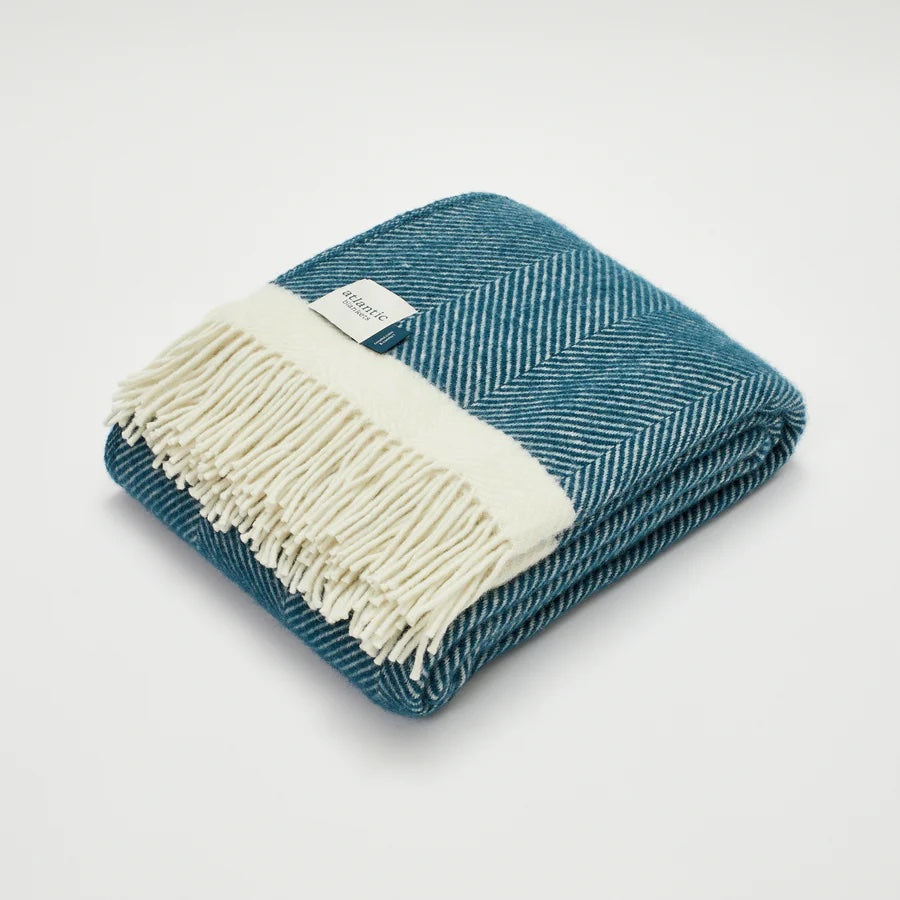 Navy Blue herringbone wool blanket