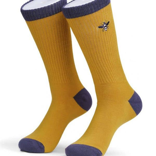 Quintessential - Mens Embroidered Socks - Bees Mustard