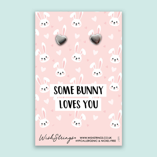WishStrings - Some Bunny Loves You - Heart Earrings on Display Card