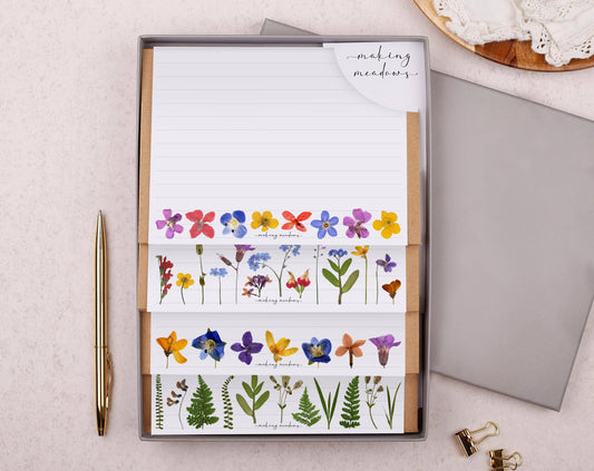 Lined Pressed Flowers Writing Set