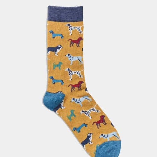 Women’s Socks - Dogs Mustard
