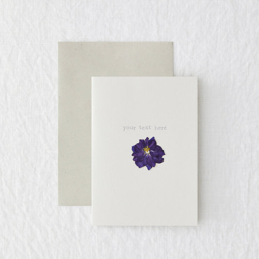 Bespoke Pressed Blue Flower Card