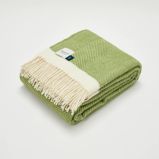 Green herringbone wool blanket