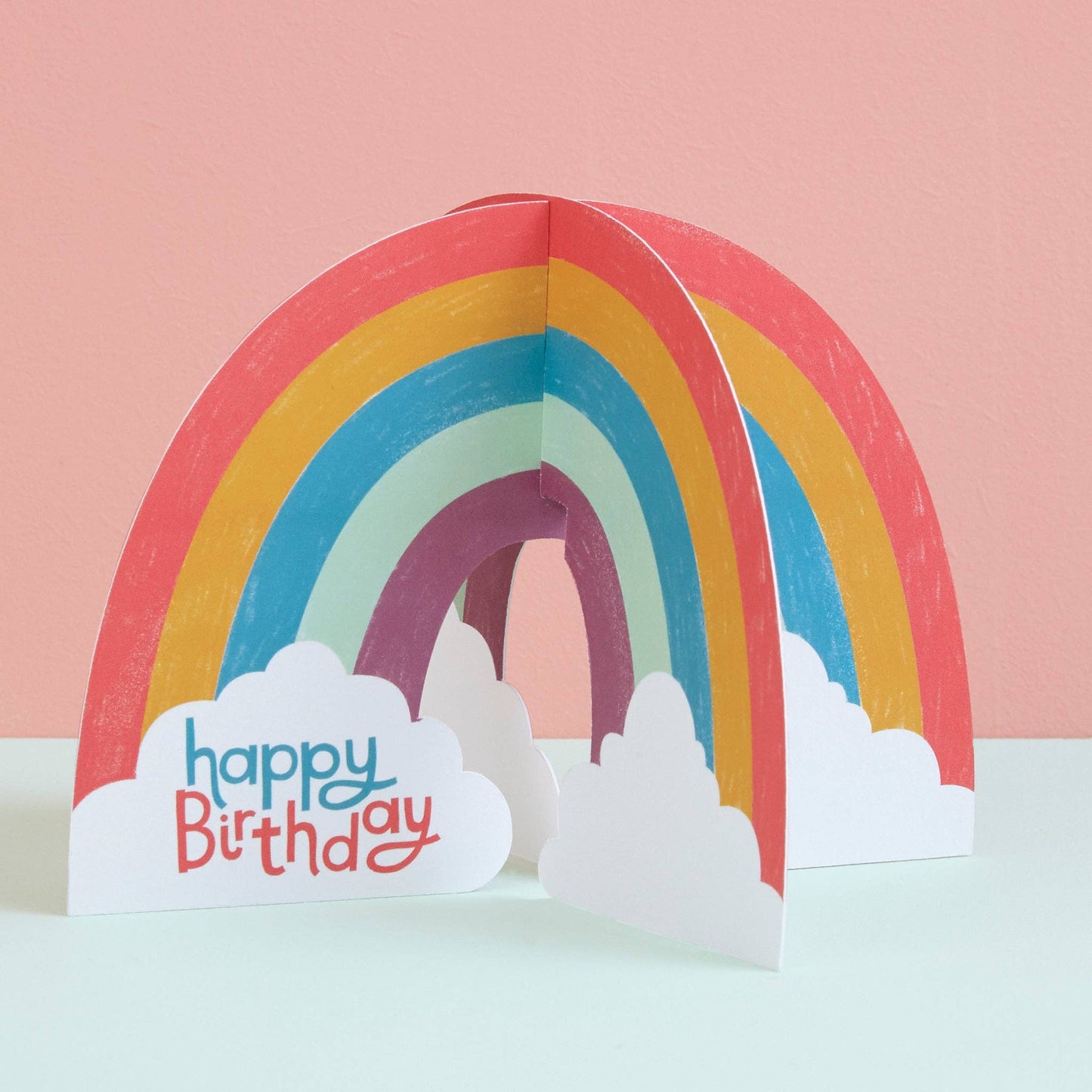 Raspberry Blossom - Happy Birthday' 3D Fold-out Rainbow card