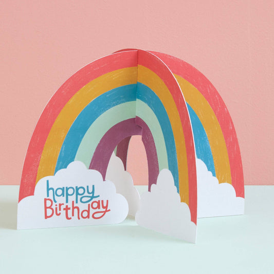 Raspberry Blossom - Happy Birthday' 3D Fold-out Rainbow card